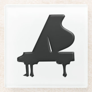 Black Grand Piano Glass Coaster