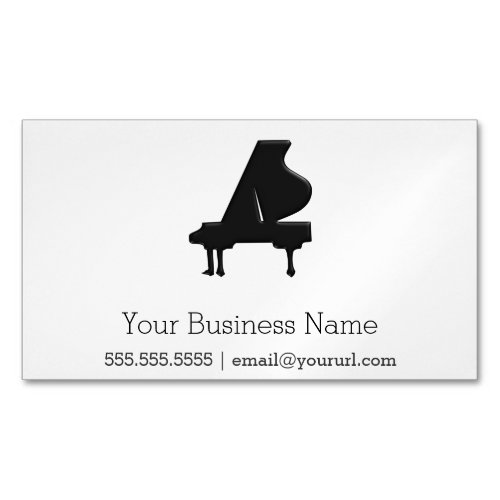 Black Grand Piano Magnetic Business Card