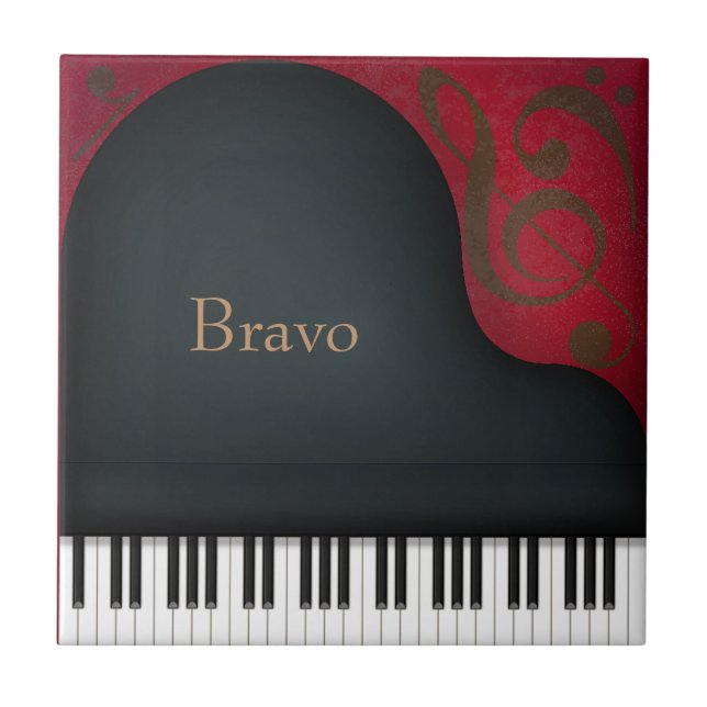 Black Grand Piano Performing Arts Custom Music Ceramic Tile (Front)