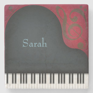 Black Grand Piano Performing Arts Personalized Stone Coaster