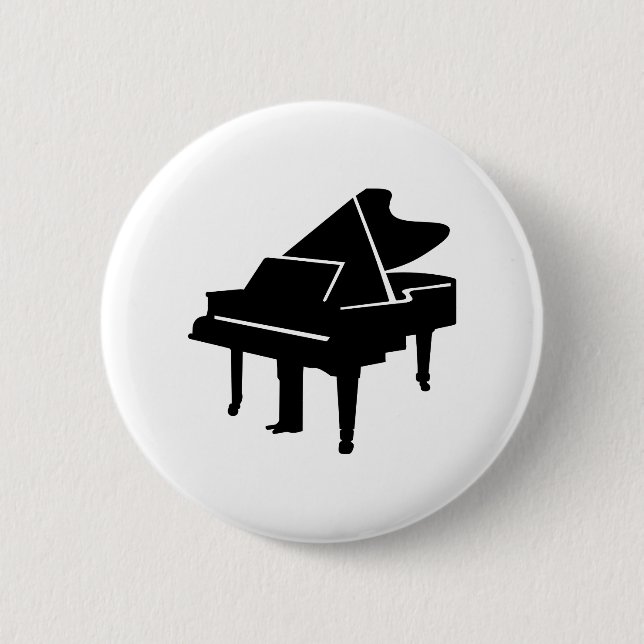 Black Grand Piano Pinback Button (Front)