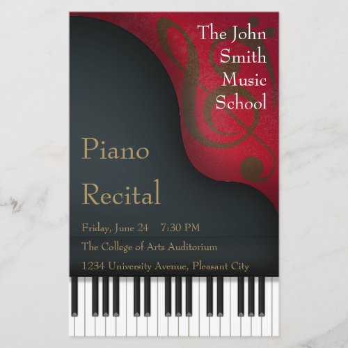 Black Grand Piano Recital Poster Concert Program