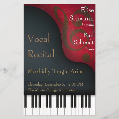 Black Grand Piano Vocal Recital Poster  Program