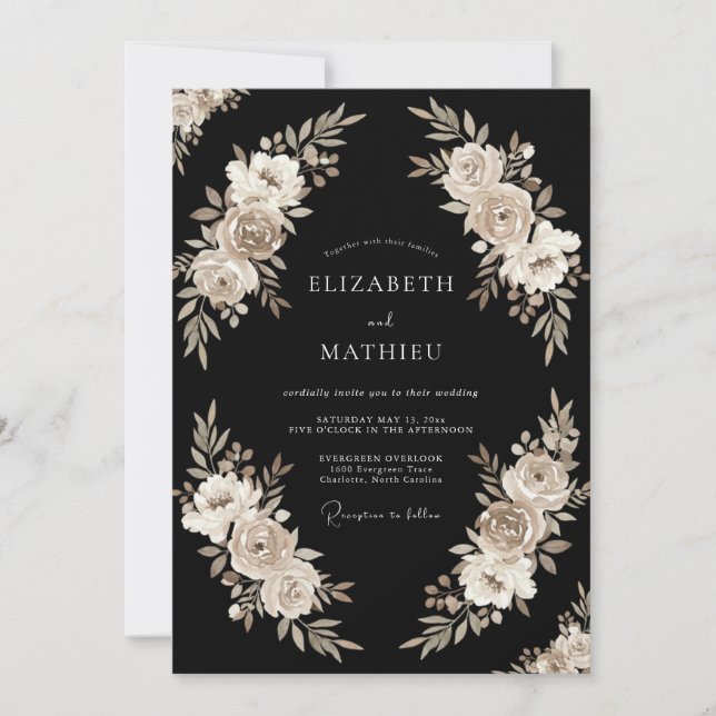 Black Grand Winter Wedding Invitation (Front)