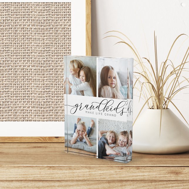Black | Grandkids Make Life Grand Collage Photo Block (Creator Uploaded)