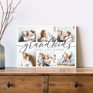 Black   Grandkids Make Life Grand Photo Collage Canvas Print