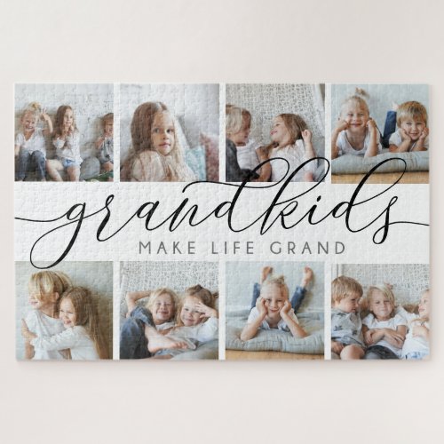 Black  Grandkids Make Life Grand Photo Collage Jigsaw Puzzle