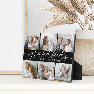 Black Grandkids Make Life Grand Photo Collage Plaque