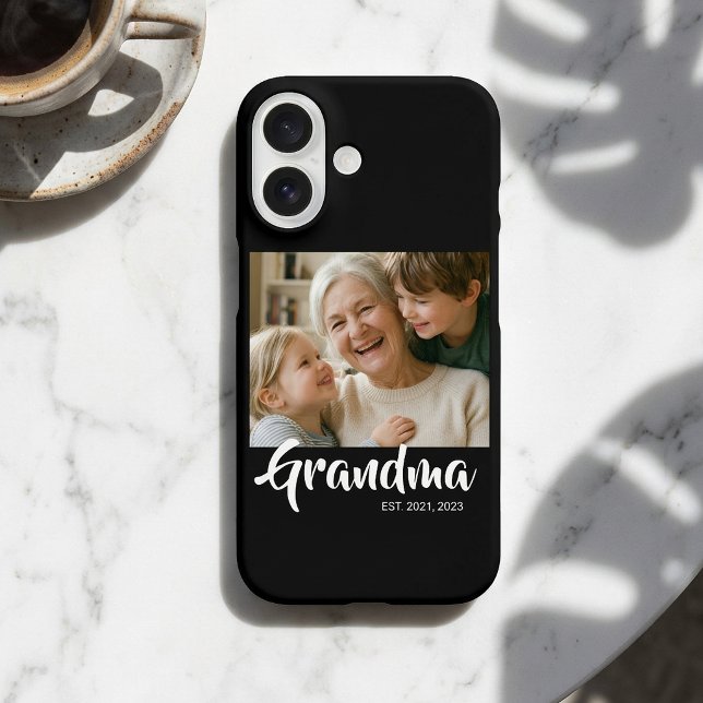 Black Grandma Established Script Photo Iphone Case (Grandma Established Script Photo Phone Case)