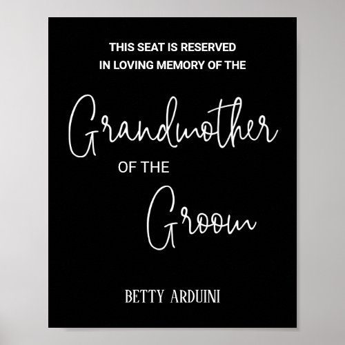 Black Grandmother of the Groom Memorial Wedding Poster