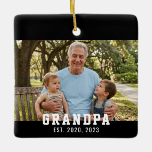 Black Grandpa Established Photo  Ceramic Ornament