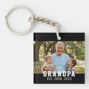 Black Grandpa Established Photo Keychain