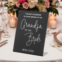 Black Grandpa of the Bride Memorial Seat Wedding