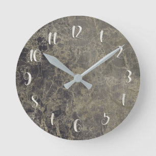 Black Granite Glam Marble Modern Personalized Round Clock