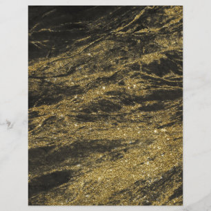 Black Granite Marble Gold Veins Scrapbook Paper