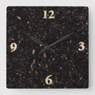 Black Granite Square Wall Clock