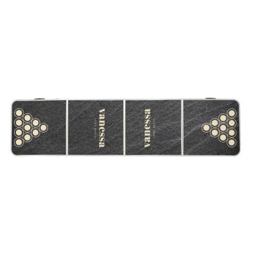 Black Granite Stone Minimal Modern Classic Name Beer Pong Table