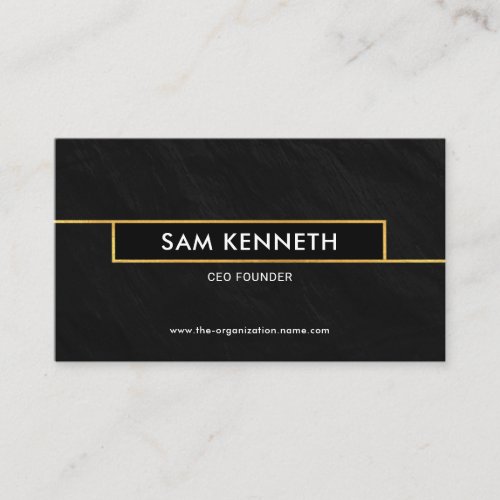 Black Granite Texture Gold Box Frame Founder CEO Business Card