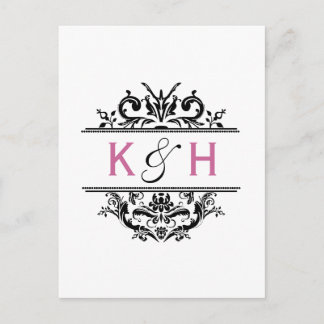 Black & Grape Crest Save the Date Postcard