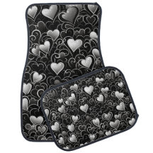 BLACK GRAT SILVER VALENTINE HEARTS