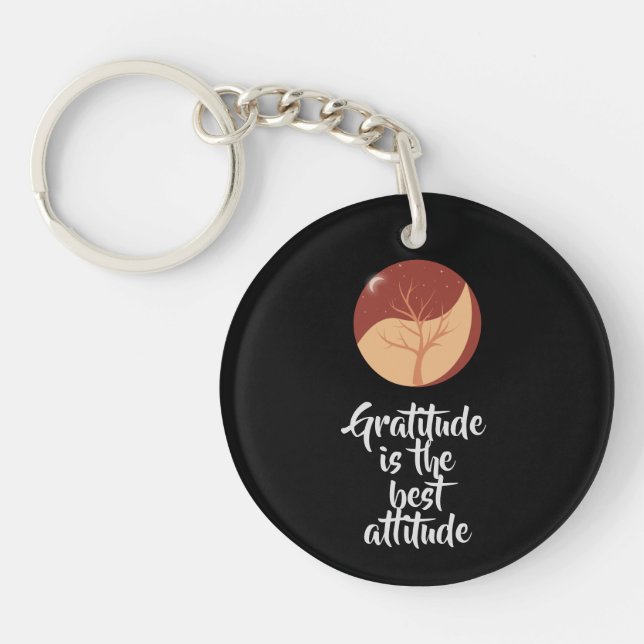 Black Gratitude Acrylic Keychain (Front)