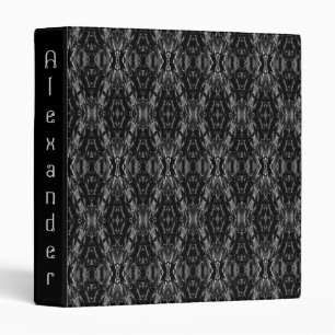 Black gray abstract geometry pattern 3 ring binder