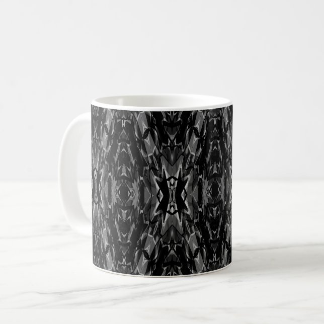 Black gray abstract geometry pattern  coffee mug (Front Left)