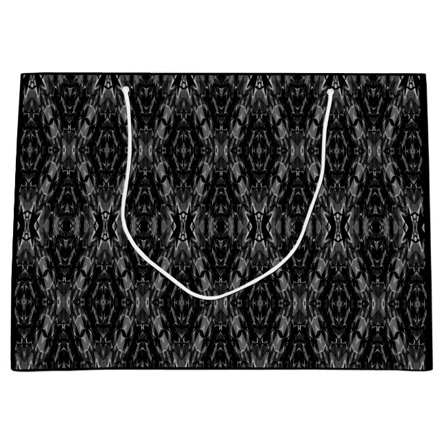 Black gray abstract geometry pattern  large gift bag (Front)