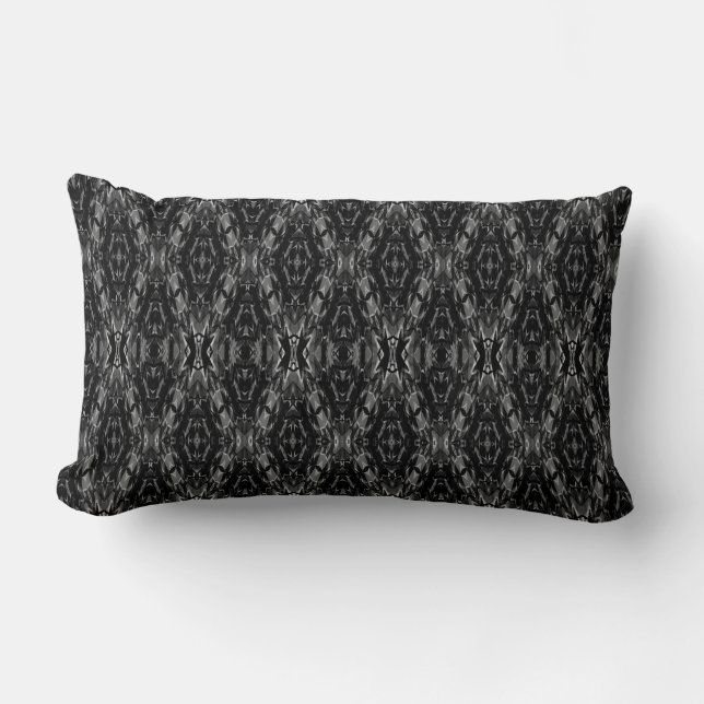 Black gray abstract geometry pattern  lumbar pillow (Front)