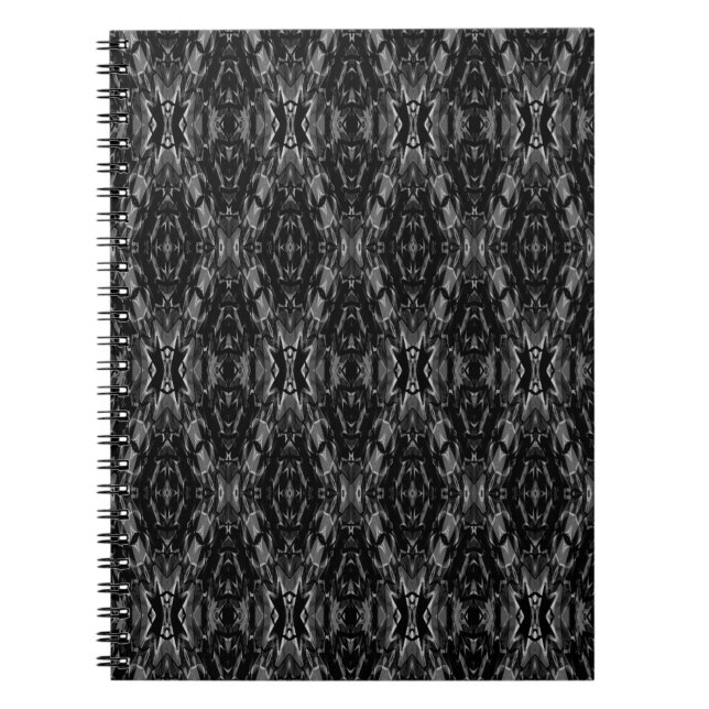 Black gray abstract geometry pattern  notebook (Front)