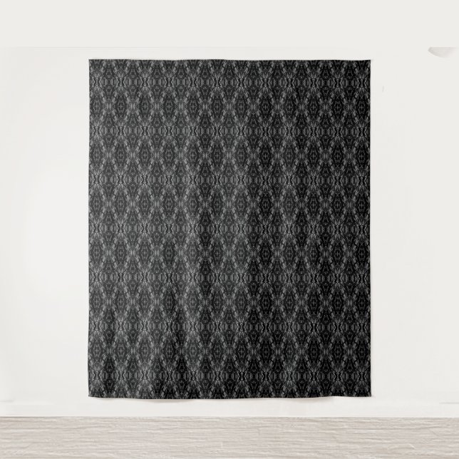 Black gray abstract geometry pattern  tapestry (Front)