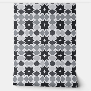 Black Gray Abstract Retro Geometric Pattern Wallpaper
