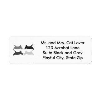 Black Gray Acrobat Cats Address Labels