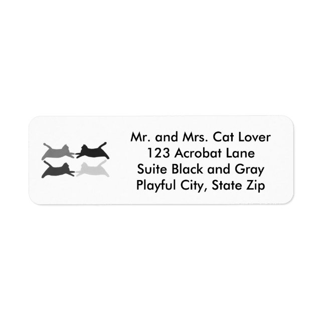 Black Gray Acrobat Cats Address Labels (Front)