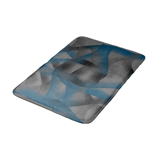 Black gray and blue ripples, with gradient parts   bath mat (Angled)