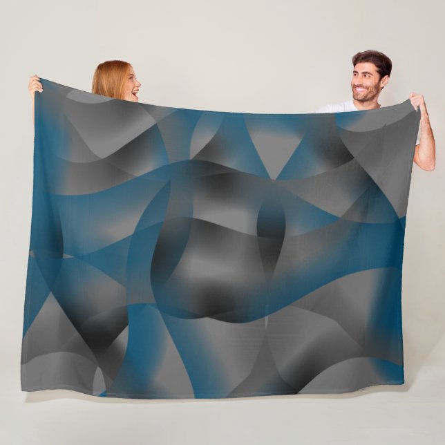 Black gray and blue ripples, with gradient parts   fleece blanket (In Situ)