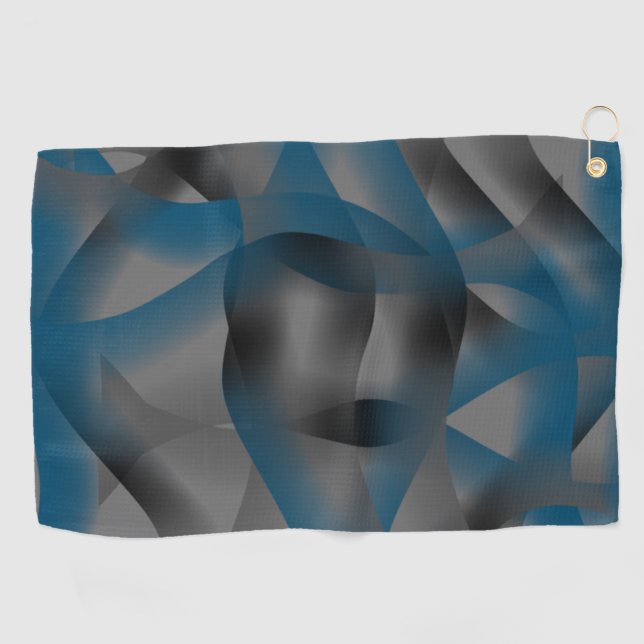 Black gray and blue ripples, with gradient parts   golf towel (Horizontal)