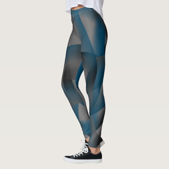 Black gray and blue ripples, with gradient parts   leggings (Left)