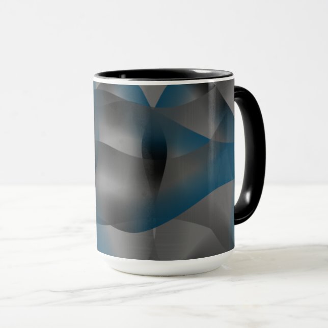 Black gray and blue ripples, with gradient parts   mug (Front Right)