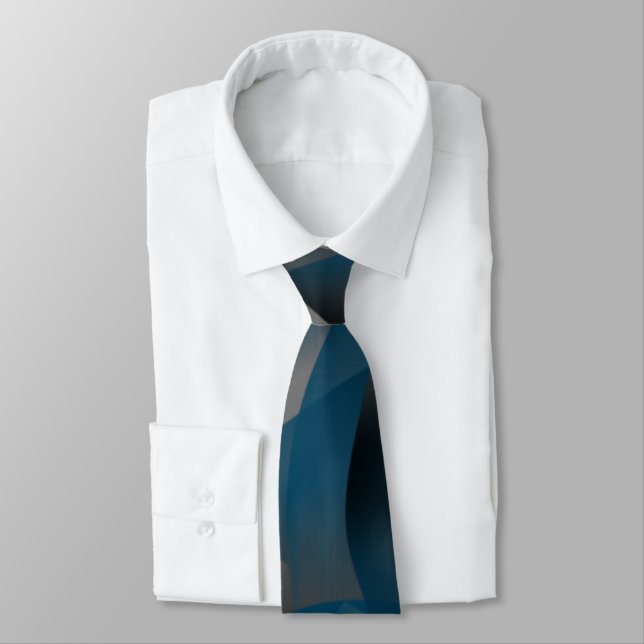 Black gray and blue ripples, with gradient parts   neck tie (Tied)