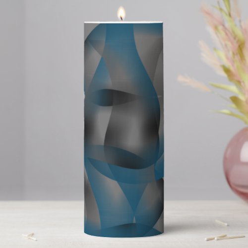 Black gray and blue ripples with gradient parts   pillar candle