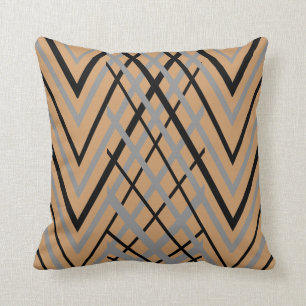 Black, Gray and Brown Pattern Throw Pillow