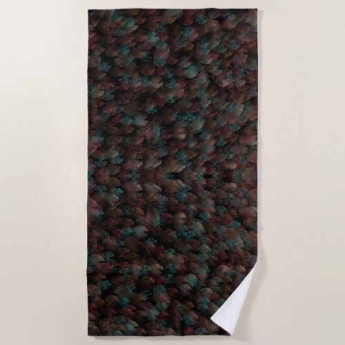 Black Gray And Colorful Fireworks Display Abstract Beach Towel