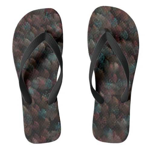 Black Gray And Colorful Fireworks Display Abstract Flip Flops