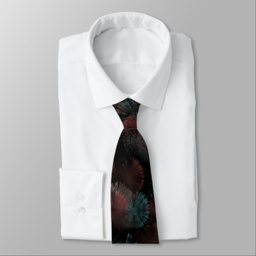 Black Gray And Colorful Fireworks Display Abstract Neck Tie