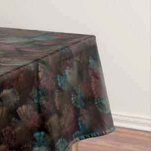 Black Gray And Colorful Fireworks Display Abstract Tablecloth