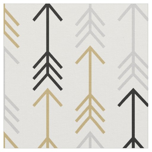 Black Gray and Gold Arrows Fabric