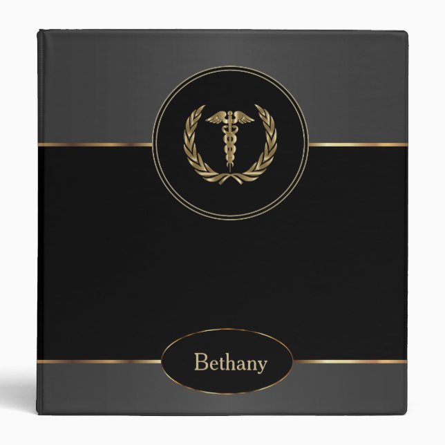 Black, Gray and Gold, - Create Your Own 3 Ring Binder (Front)