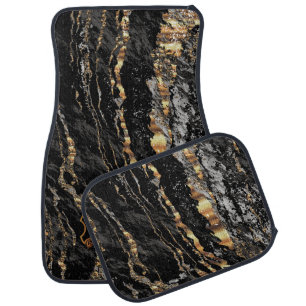 Black, Gray and Gold Marble Car Floor Mat