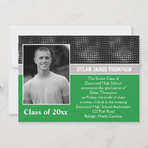 Black, Gray, and Green Photo Graduation Invite